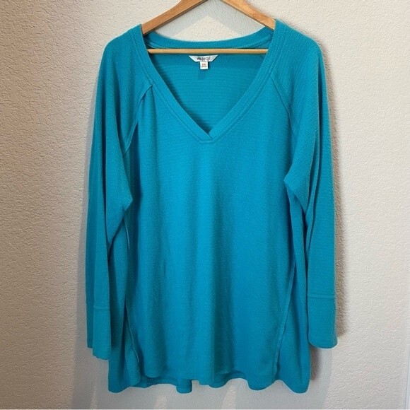 Wildfox Haley Teal Blue Soft V-Neck Oversized Lightweight Sweater - Size XXL - Picture 1 of 6